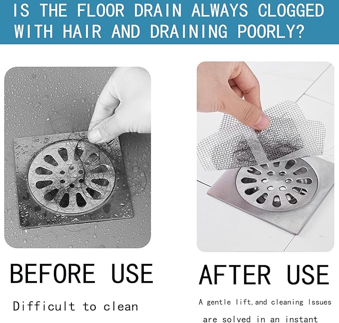 Disposable Hair Catcher Shower Drain Cover Bathroom Strainer Stickers Dog Hair Catcher Cover for Showers bathtubs，mesh Filter Sink Strainer Stickers