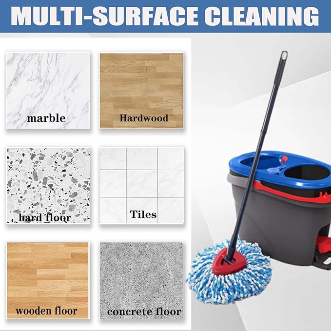 4-Pack Spin Mop Replacement Head for O-Ceda RinseClean Spin Mop Refill 2-Tank System Microfiber Deep Cleaning Machine Washable and Easy-to-Replace