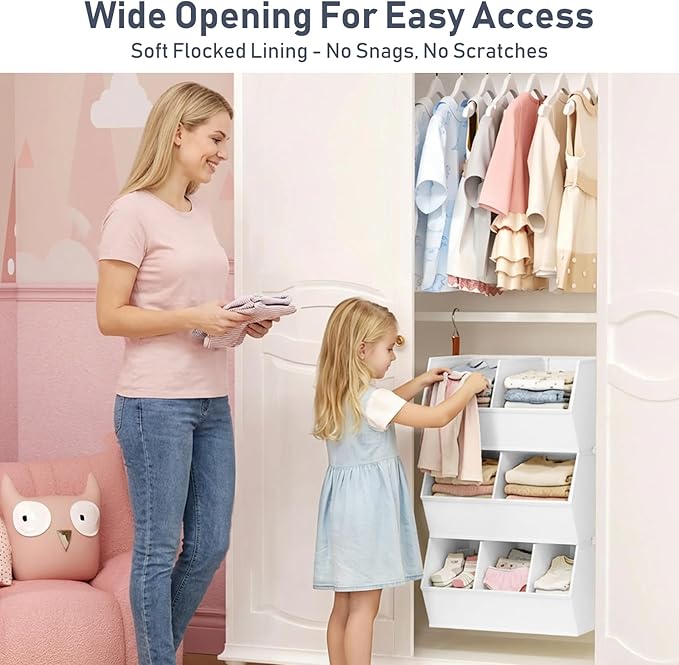 Hanging Closet Organizer Extra Large, Clothes Hanging Shelves for Closet with Divider, Collapsible Closet Storage System, Fabric Storage Bins for Home