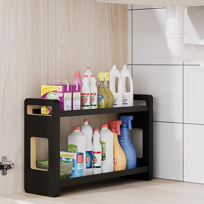Bathroom Counter Organizer, Bathroom Counter Shelf, Black 2 Tier