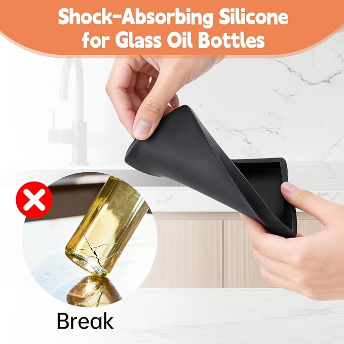 Oil Tray Kitchen Counter, Kitchen Tray for Oil Bottle, Made of Soft Silicone, Protect Bottles from Cracks and Scratches, Smooth, Easy to Clean, Keeps Countertop Tidy, for Glass Oils Sprayer and Bottle