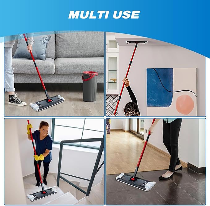 Reusable Microfiber Mop Pads Compatible with O Cedar H2prO Flat Mop System, H2prO Flat Mop Replacement Pads, H2prO Flat Mop Refills, Flat Mop Head for Floor Cleaning, Machine Washable, 6 Pack