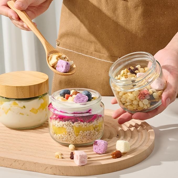 Hoa Kinh 9oz 12Pack Glass Food Storage Jars with Lids, Leak Proof Small Glass Jars for Overnight Oats, Cereal