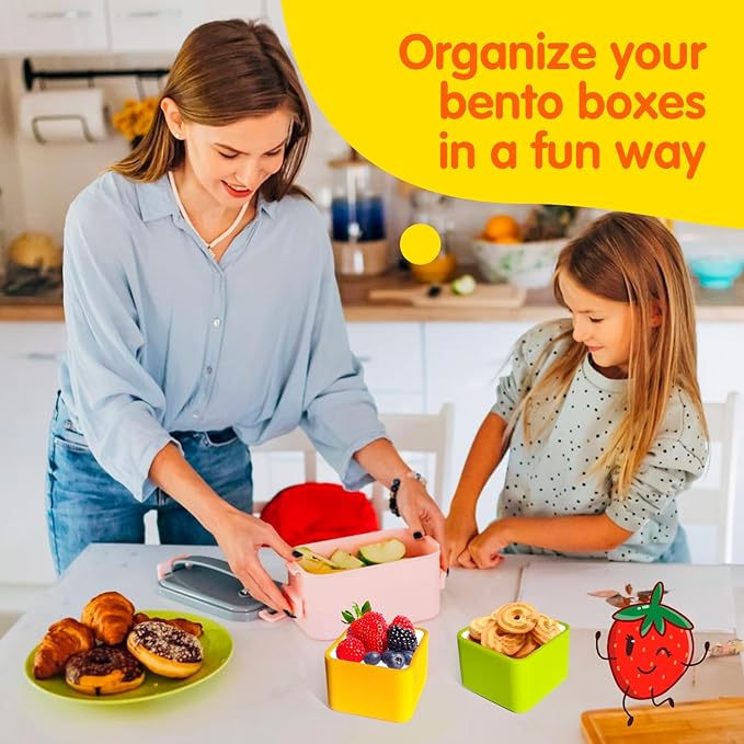 IELEK Silicone Lunch Box Dividers Square Bento Box Kit Accessories Meal Prep Containers