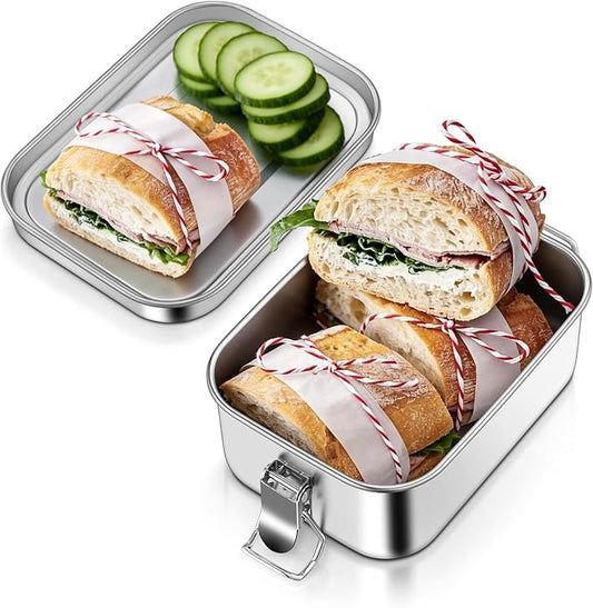 TeamFar Stainless Steel Bento Box, 18.6oz/550ML Metal Lunch Box with Leak-Proof Lid for Kids, Small Lunch Food Containers for School/Work/Meal Prep, Heavy Duty & Dishwasher Safe