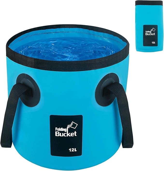 Car Wash Bucket 3.2 Gallon, Collapsible Bucket for Cleaning Supplies Car Wash Fishing, Plumbing Water Container Outdoor Camping Kids Sand Play Toy Organizer, Portable Laundry Wash Basin RV Essentials