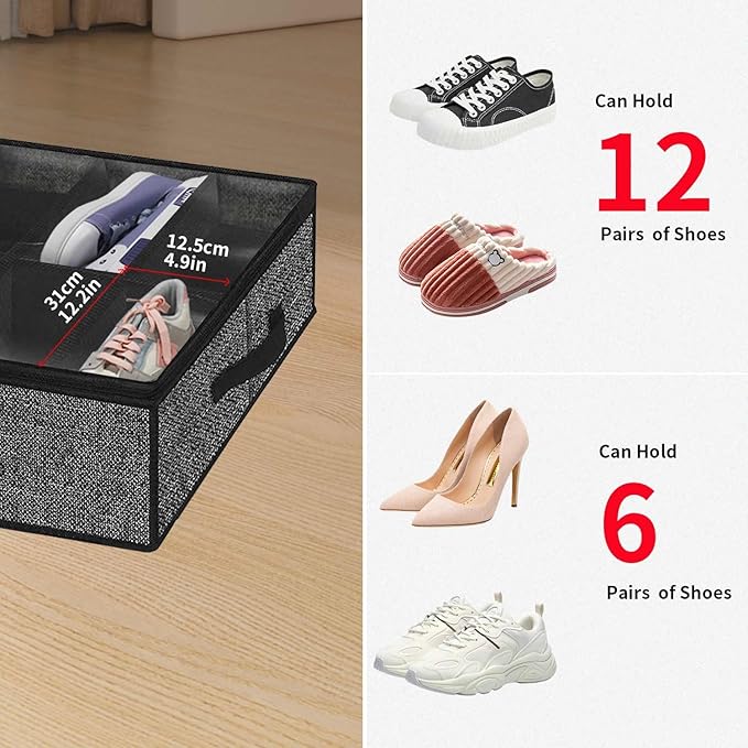 Under Bed Shoe Storage Organizer with Sturdy Handles and Clear Window 1 Pack