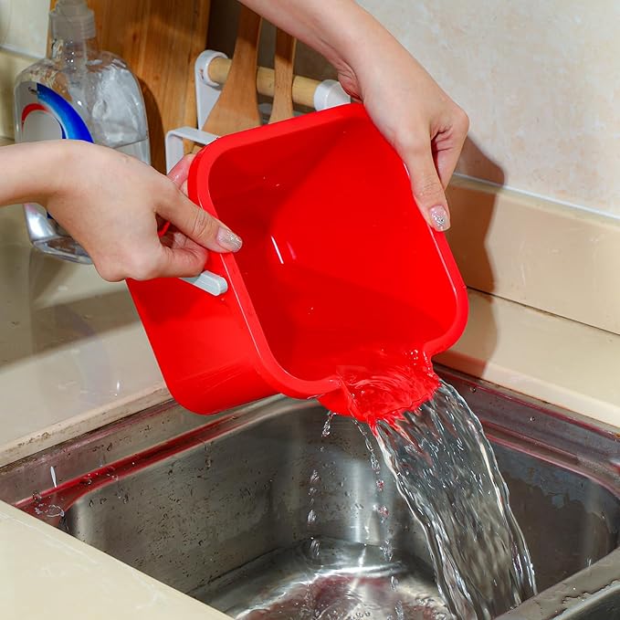 Vesici 6 Sets 3 Quart Cleaning Bucket with Microfiber Cleaning Cloths Small Sanitizing Square Bucket Detergent Plastic Utility Pail with Handle for Household Restaurant Office School Use (Colorful)