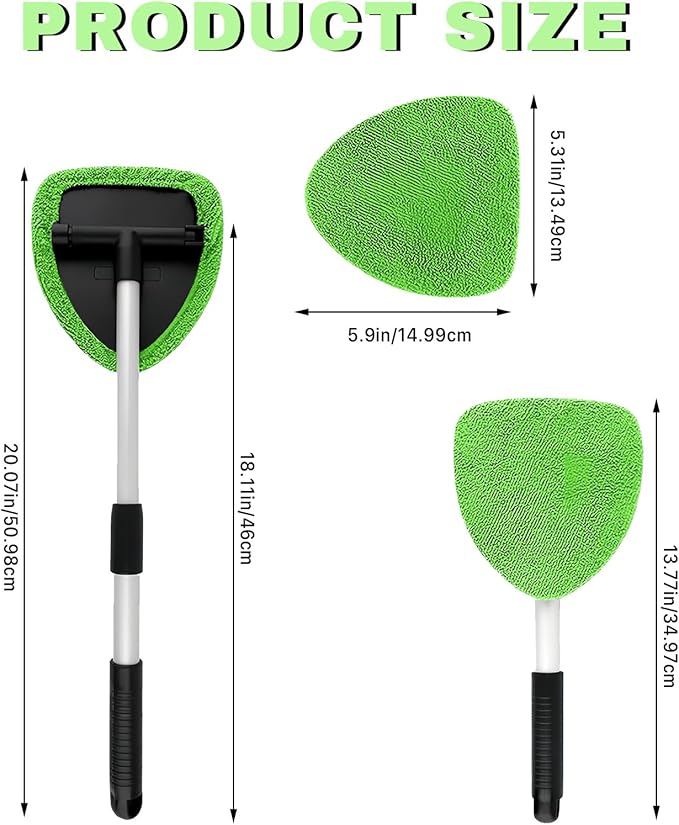 Car Window Cleaner, Car Cleanser Brush, Car Accessories Car Cleaning Supplies Tools, Car Cleaning Kit with Extendable Handle, Microfiber Cloth
