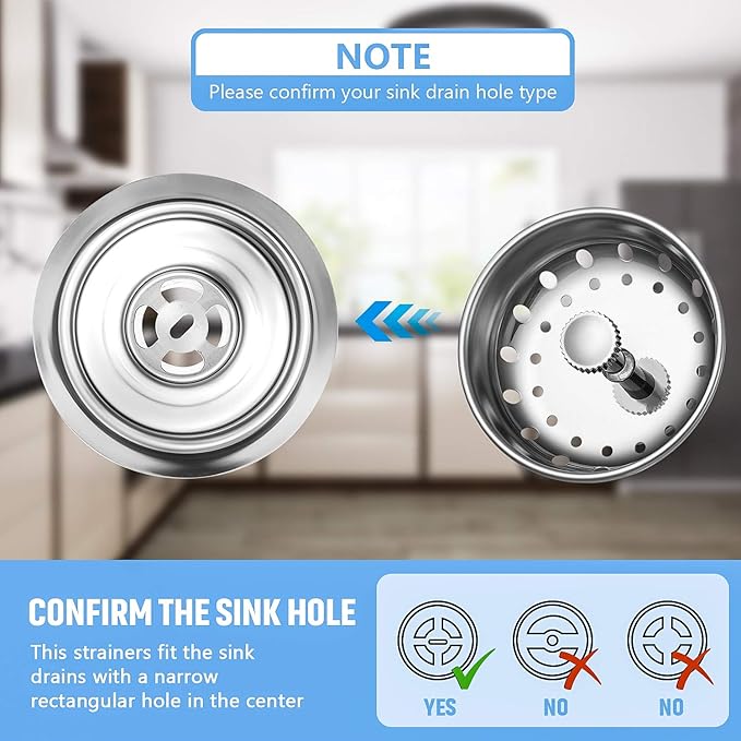 Mudder 3 Pcs Kitchen Sink Strainer & Stopper - Stainless Steel