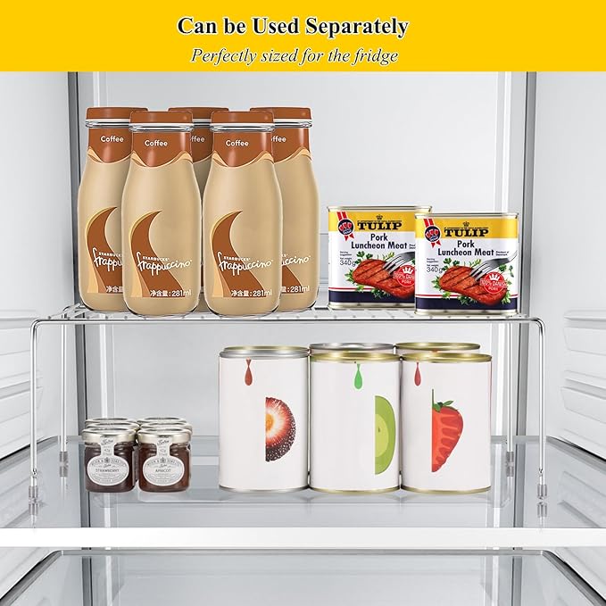 Set of 4 Kitchen Cabinet Organizer Shelves, Stackable Organizer and Storage for Cabinet Cupboard, Expandable Shelf Risers Plate Rack with Anti-Slip Plastic Liner