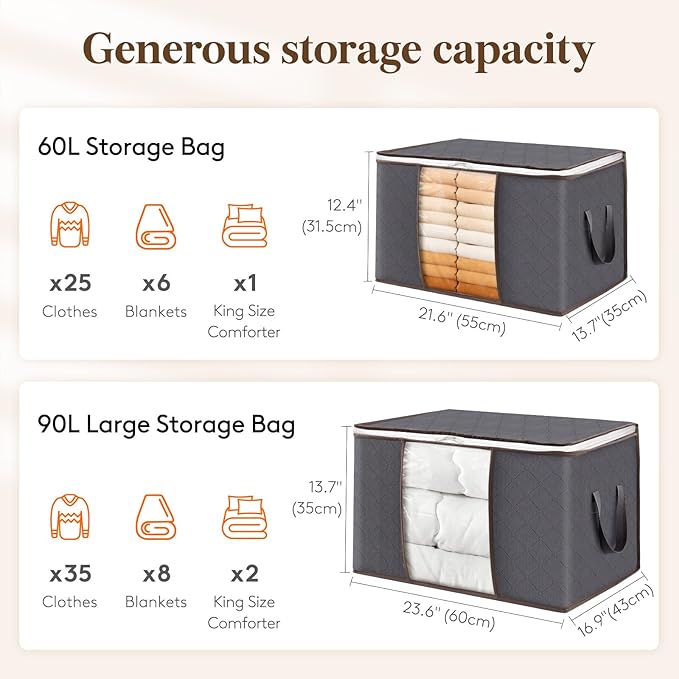 18 Pack 60L Clothes Storage Bins with Lids
