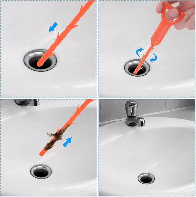 uxcell 3pcs 20 Inch Drain Hair Clog Remover Tool PP & 120 Inch Drain Cleaner Tool Sticks Stainless Steel Sewer Cleaning Hook Unclog Sink Unclogger for Toilet Bathtub Sewer, Blue