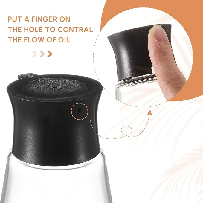 1 Pcs 9.6 oz Cruet Dispenser for Olive Oil Vinegar Soy Sauce Dispenser Bottle Glass Soy Sauce Container Oil Bottle for Kitchen Cooking Barbecue(Black)