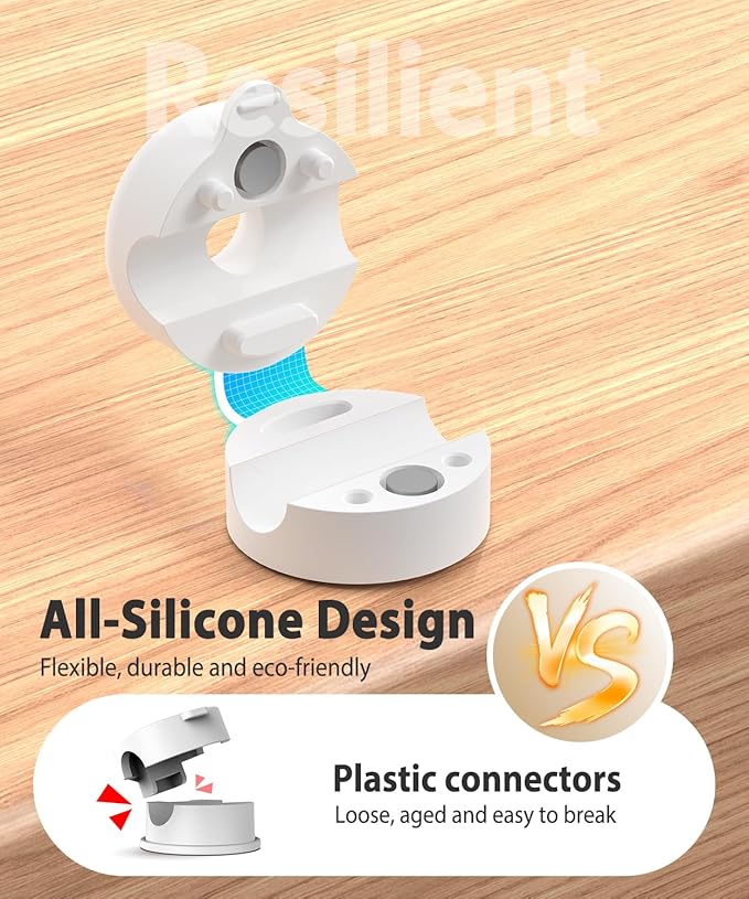Magnetic Cable Clips 8 Pack, Silicone Cord Organizer with Strong 3M Adhesive, Durable Cable Management Under Desk Wire Hider, Cord Holder for Nightstand, Desk,Office, Home & Car (White)