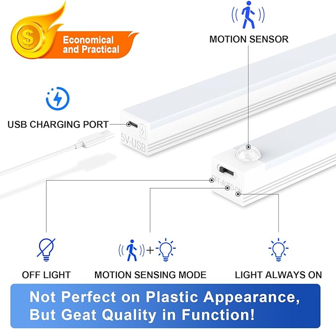 Under Cabinet Lights - Motion Sensor Light Indoor for Pantry, Closet, Kitchen, Bathroom - Battery Operated Magnetic Cabinet Lighting with Auto Off-4 Pack (Warm Light)