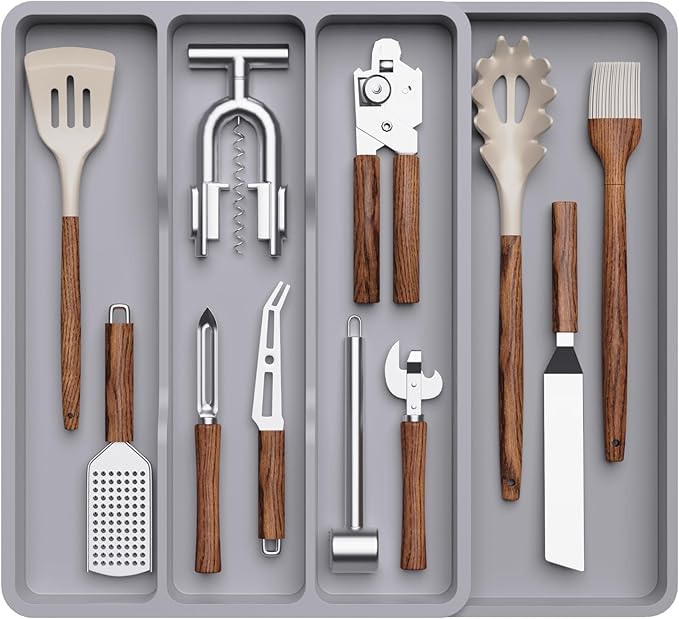 Lifewit Utensil Organizer for Kitchen Drawer, Expandable Cooking Silverware Tray, Adjustable Cutlery Flatware Holder