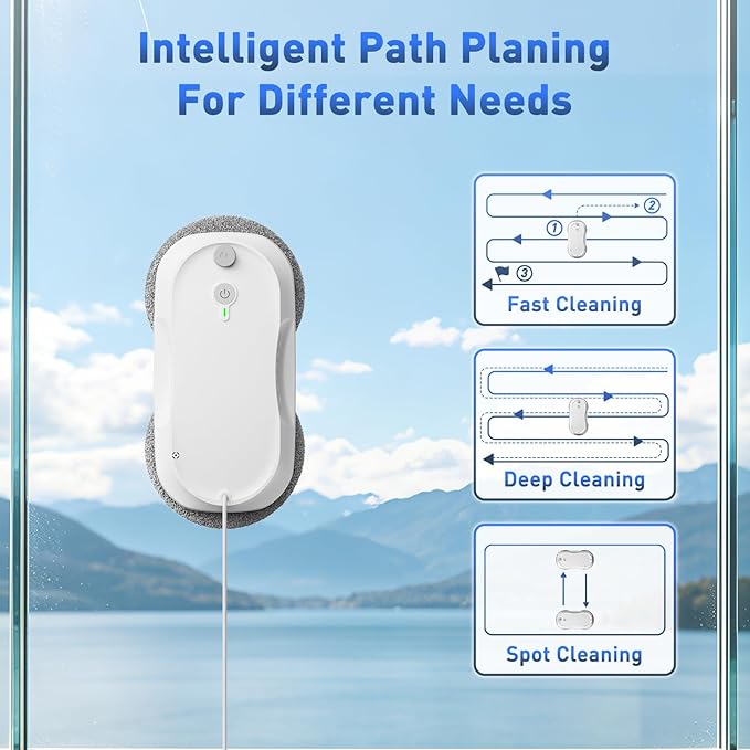 KKI Window Cleaning Robot,Upgraded Window Cleaner Robot, Auto-Dual Spray, Max 3200pa,3 Cleaning Modes & Edge Detection