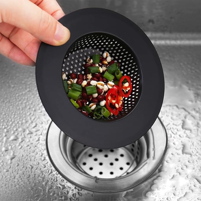2 Pcs Black Stainless Steel Mesh Sink Drain Strainer, 2.16" Top/1.29" Kitchen Filter Trap Basket