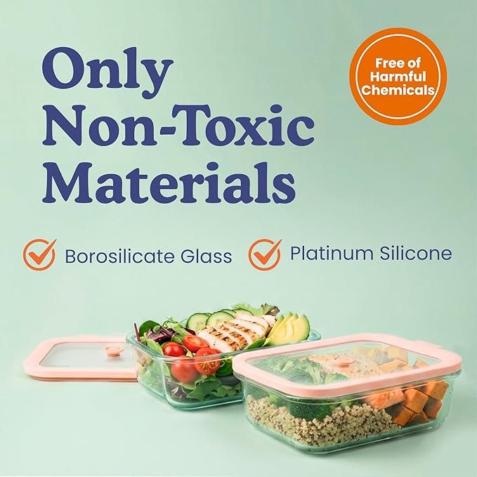 Ziruma Non-Toxic 1.5 cup Glass Food Storage Containers with Lids - Overnight Oats, Plastic Free Meal Prep, Reusable, Airtight, Microwave and Freezer Safe, 4 Pack