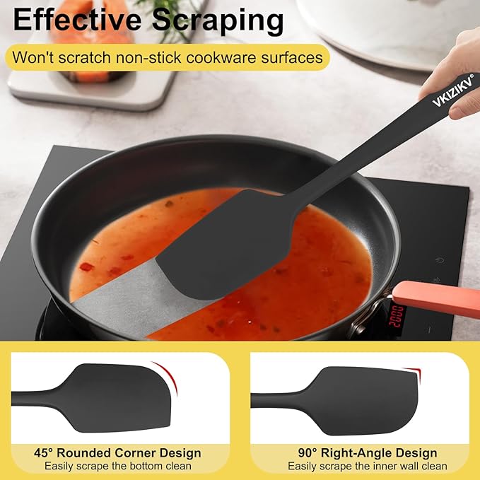 4 Pack Silicone Spatulas, 11.4 In, High Heat Resistant, BPA Free Rubber Spoon Spatula Set for Cooking, Baking, Mixing, Flexible Kitchen Utensils for Nonstick Cookware, Seamless (Multicolor)