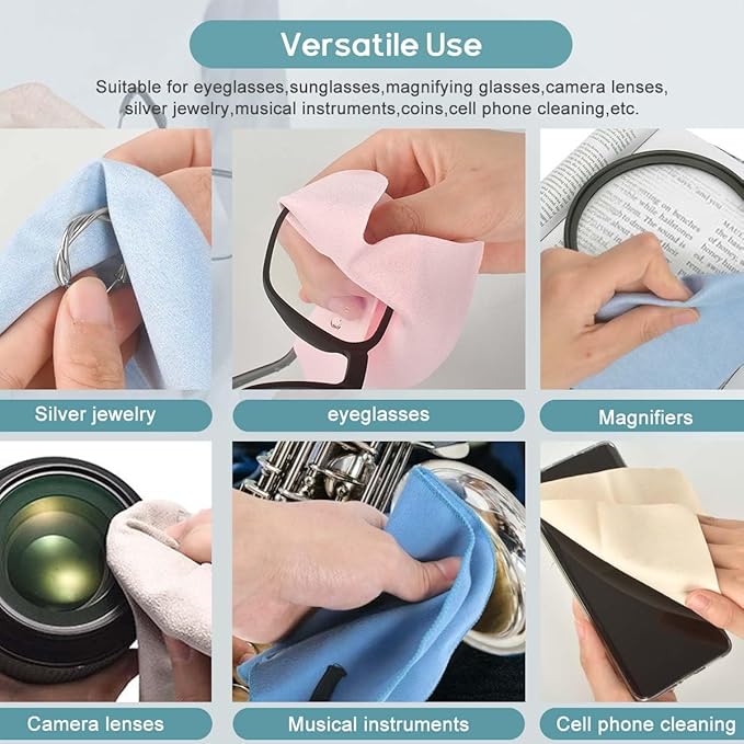 CONLI 24 Pack Microfiber Cleaning Cloth for Eyeglasses 17x14cm/6.7x5.5in Luxury Suede Glass Cleaning Cloth Glasses Cleaner for Eye Glass Lens Cleaning Gentle and Lint-Free