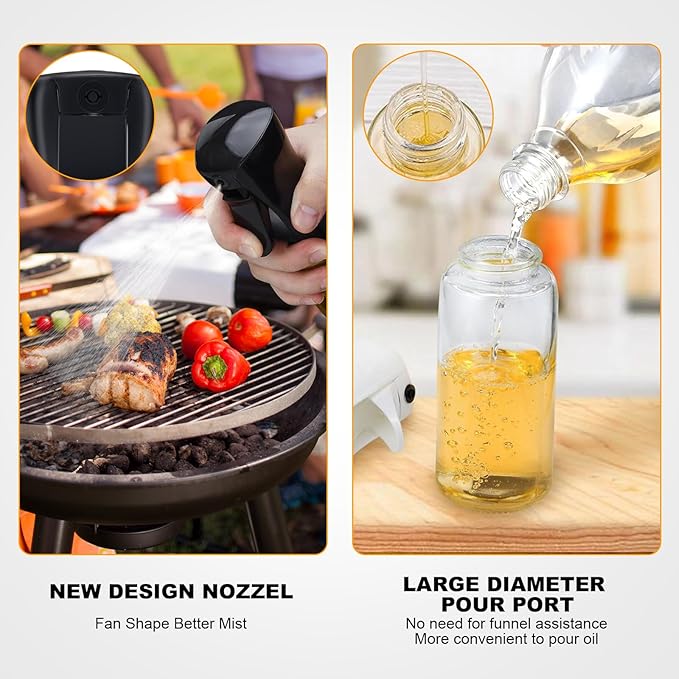 Oil Sprayer for Cooking 200ml Glass Olive Oil Sprayer Mister Olive Oil Spray Bottle Canola Oil Spritzer Bottles for Kitchen Premium Cooking Sprayer Kitchen Gadgets for Air Fryer Frying Baking BBQ