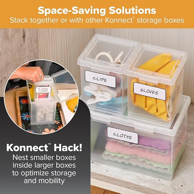 Bostitch Konnect Storage Containers with Lids, 1 4 Qt Box, 2 1.5 Qt boxes
