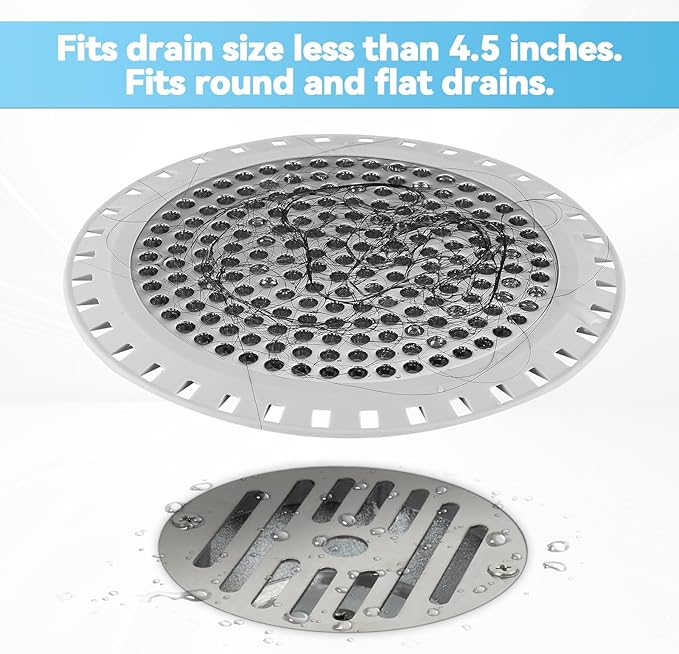Shower Drain Hair Catcher,Aluvor Shower Drain Cover Bathtub Drain Strainers Weighted Metal Hair Trap Stopper Sink Protector Filter Bathroom Flat
