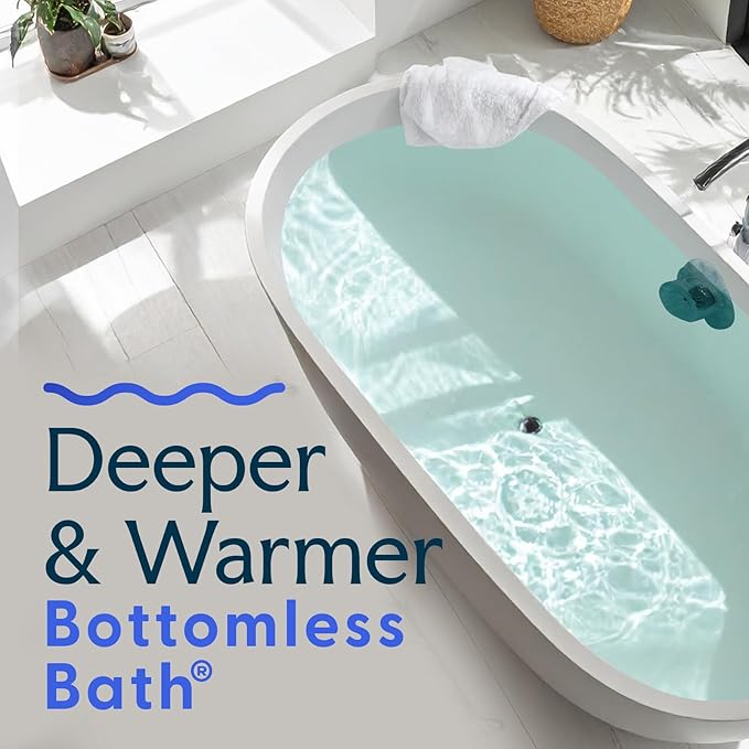SlipX Solutions Bottomless Bath Overflow Drain Cover for Tub, Adds Inches of Water to Bathtub for a Warmer Deeper Bath, Spa Accessories, Drain Block