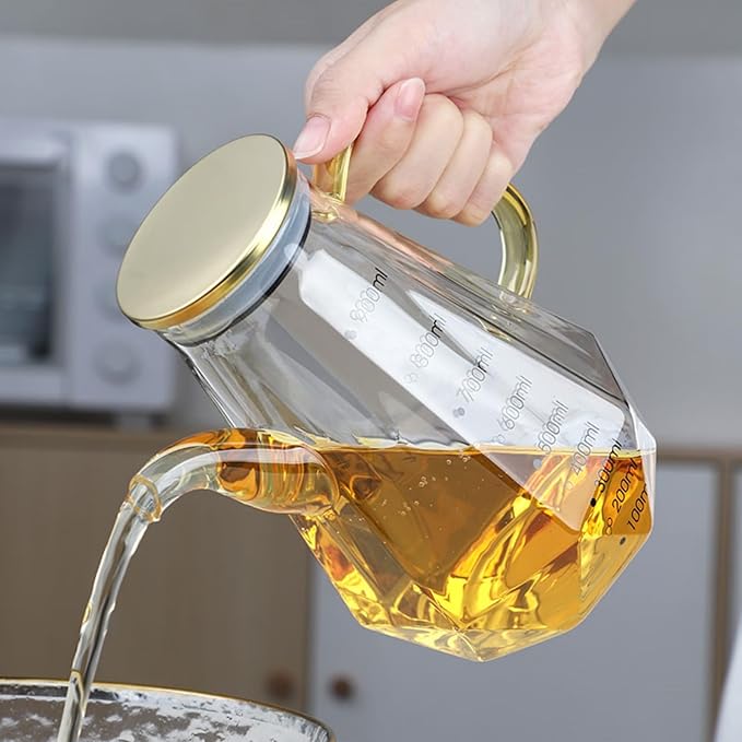 Glass Oil Dispenser Bottle - Glass Olive Oil Bottle for Kitchen, Wide Mouth Borosilicate Glass Cooking Oil Bottles with Lid and Handle (700ML)