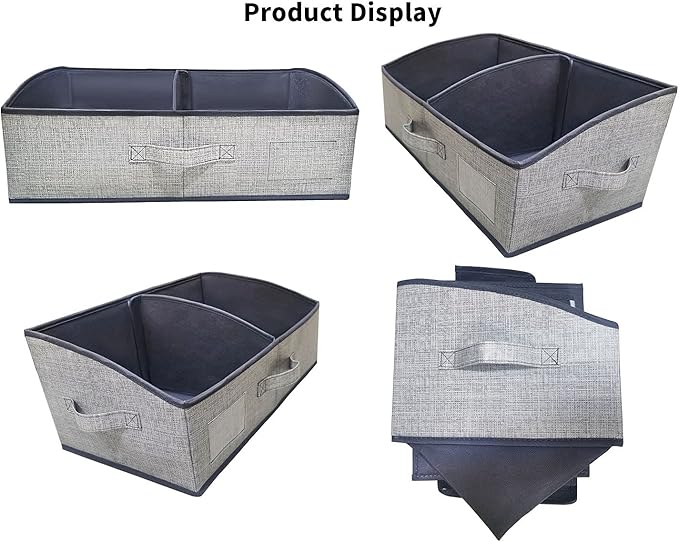 3 Packs Closet Storage Bins - Trapezoid Large Storage Box - Foldable Fabric Baskets for Organizing Clothes - Baby Toiletry, Toys, Towel, DVD, Book (Dark Grey, 20 x 11.2 x 8.3 inches)