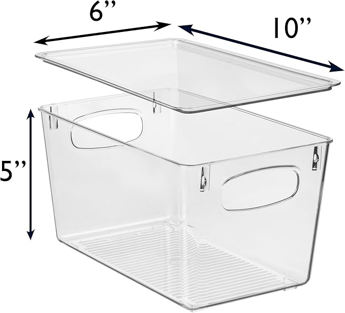 ClearSpace Plastic Pantry Organization and Storage Bins with Lids – Perfect Kitchen Organization or Kitchen Storage – Fridge Organizer