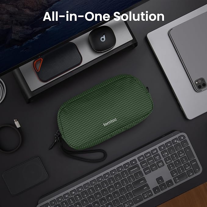 tomtoc Electronics Organizer Travel Case Performance, Water Resistant Bag Cable Tech Pouch Accessories, Carry Storage for Cord, Phone, Cables, Airpods, USB Flash Drive, Daily Items