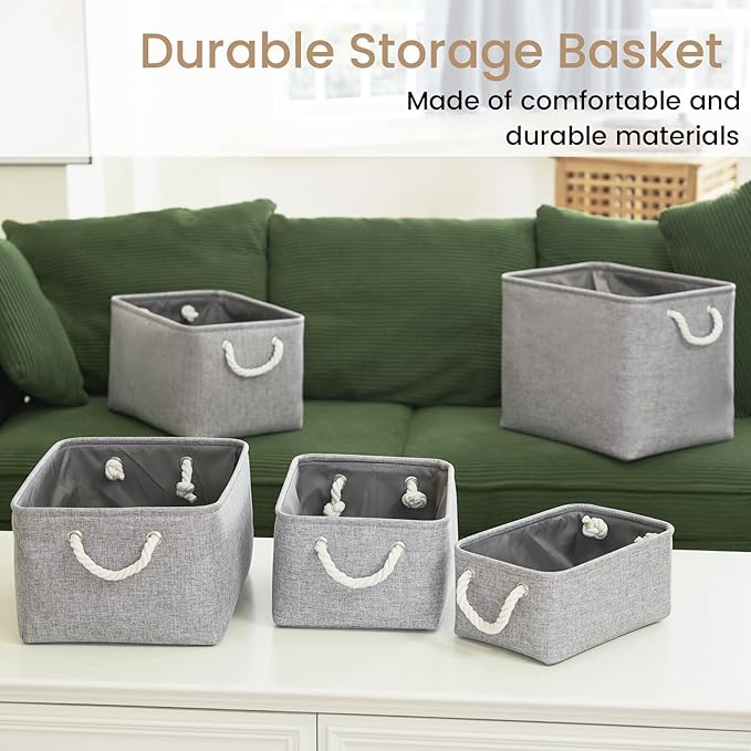 Large Storage Baskets- 15x11x10 inch Storage Bins for Shelves and Closet Organizing, Foldable Fabric Bin for Home Organization Clothes and Laundry