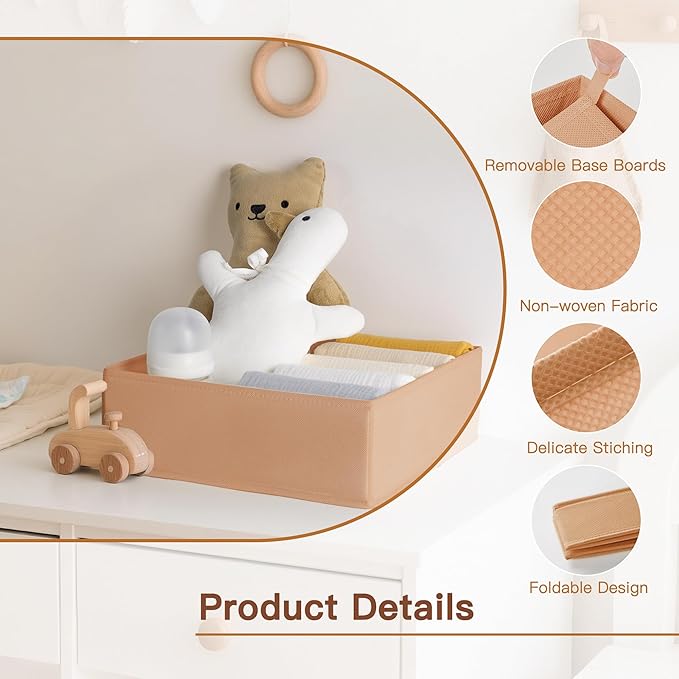 Drawer Organizer Clothes, 21 Pack Dresser Organizer for Baby Clothes, Brown