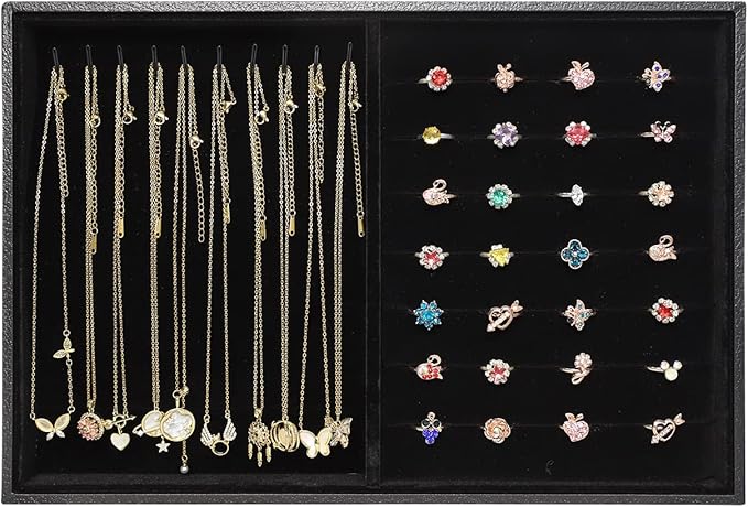 Stackable Jewelry Tray 2 in 1 Necklace Display Tray Showcase Ring Earring