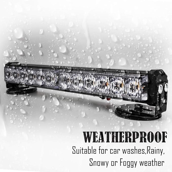 Amber Wireless Battery Traffic Advisor Emergency Lights Bar Beacon Led Strobe Warning Light Mini Roof Top Plow Hazard Flash with Magnetic Base Mount and 12 V Rechargeable Plug (Yellow, 12 LEDs)