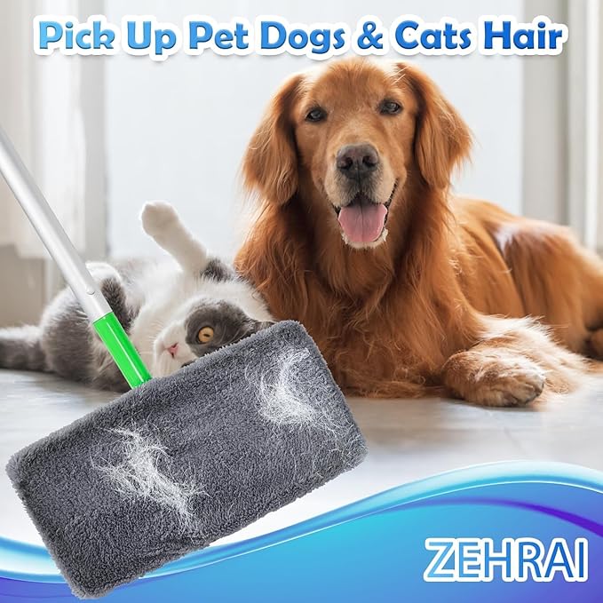 6 Pack Reusable Microfiber Mop Pads Compatible with Swiffer Sweeper Mop, Dry Sweeping Cloths & Wet Mopping Cloths, Washable Wet Pads Refill for Hardwood Surface Floor Cleaning