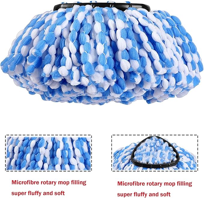 4 Pack Mop Replace Heads Compatible for OCeda, Spin Mop Refill Head Replacement for RinseClean 2-Tank System - Fluffy Microfiber, Machine Washable and Easy to Replace