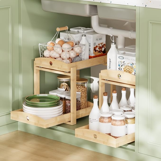 2 Pack Under Sink Organizer, Natural