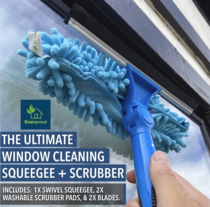 EVERSPROUT 5-to-12 Foot Swivel Squeegee & Microfiber Glass Window Scrubber, Window Squeegee & Window Cleaning Kit