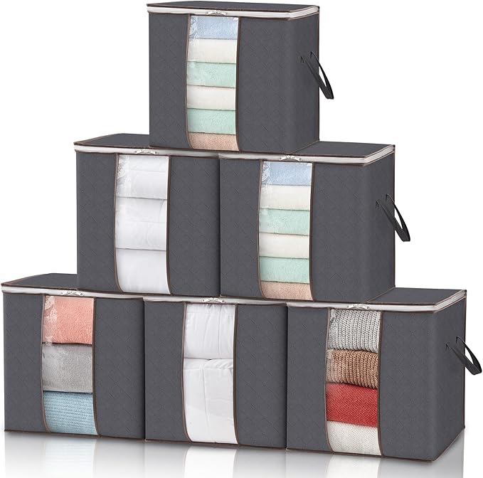 6 Pack 100L Clothes Storage Bins with Lids