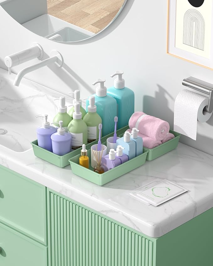 10 Pack Large Size Plastic Drawer Organizers Set, Green