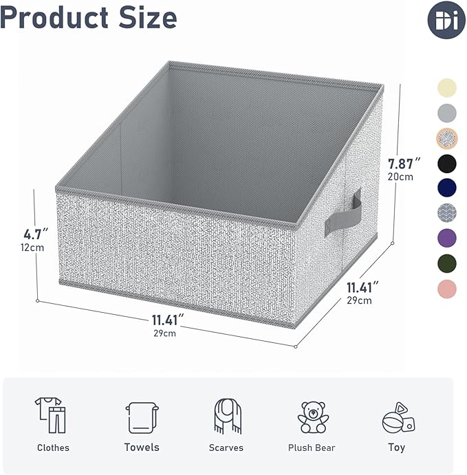 DIMJ Closet Storage Bins - Fabric Storage Baskets for Shelves, Collapsible Closet Organizers and Storage with Handles