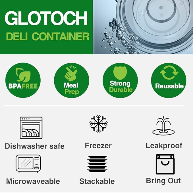 Glotoch 24oz Meal Prep Containers with Lids(50-Pack), Food Storage Containers, Reusable BPA-Free Plastic Containers, Microwave