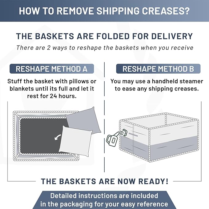 NaturalCozy Storage Baskets 16.8”x13”x7.6” Cotton Rope Woven Baskets for Organizing 3-Pack | Toy Storage Bins | Basket for Shelves, Laundry, Blanket