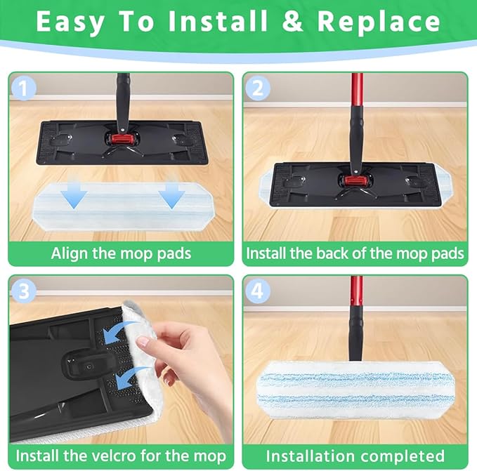 6 Pack H2prO Mop Pads Compatible with O Ceda H2PrO Flat Mop System, Reusable Mop Pads, Microfiber Mop Heads Replacements for Ocedar Flat Mop, Washable Microfiber Mop Cleaning Refills Pads