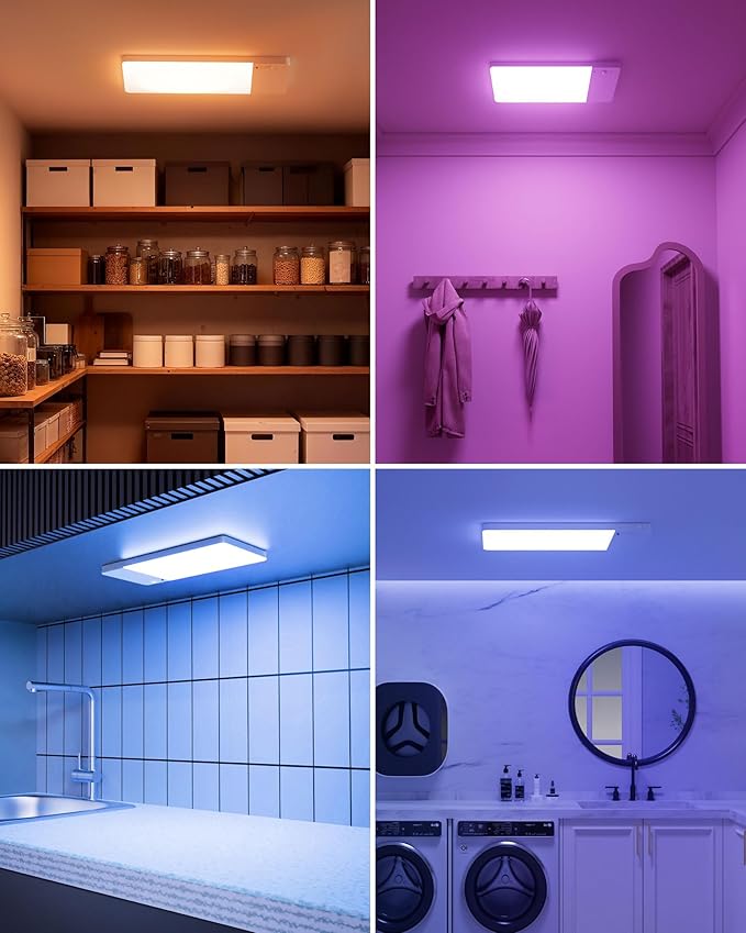 FULEN Rechargeable Motion Sensor Ceiling Light RGB Color,Closet Light, LED Shower Lights, Ceiling Lamp for Bathroom,Pantry,Garage