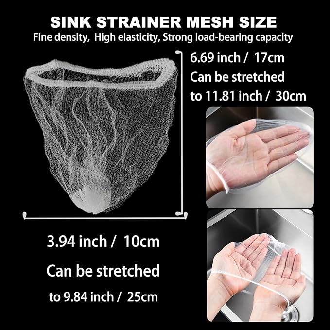 304 Stainless Steel Rust-Resistant Kitchen Sink Strainer Triangular Drain Basket with 100PCS Large Mesh Bags